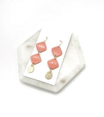 Peach Candy Double Diamond Enamel Earrings