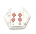 Peach Candy Double Diamond Enamel Earrings