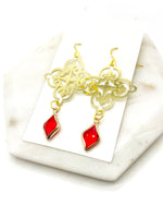 Red Gem Filigree Earrings