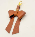Brown Leather Bow Purse Bag Charm
