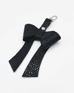 Black Pebbled Leather Bow Purse Bag Charm