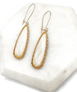 Cream Gem Long Drop Earrings
