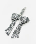 White Black Lace Leather Bow Purse Bag Charm