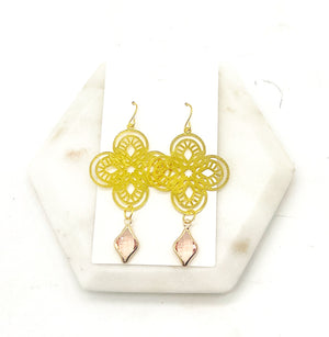 Pink Gem Filigree Earrings