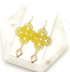 Pink Gem Filigree Earrings