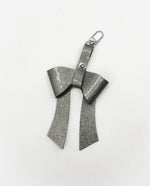 Gunmetal Glitter Leather Bow Purse Bag Charm