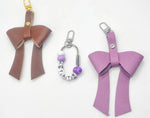 Lilac Leather Bow Purse Bag Charm