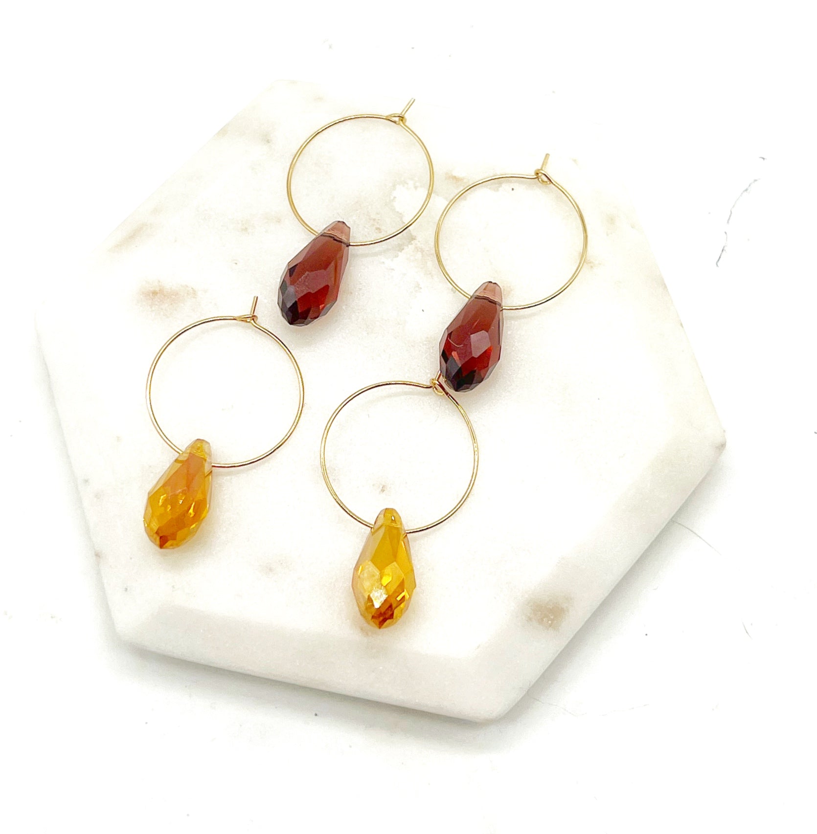 Amber Crystal Hoop Earrings