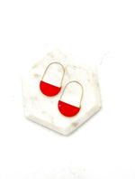Red Gem Hoop Earrings