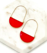 Red Gem Hoop Earrings