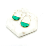 Emerald Green Gem Hoop Earrings