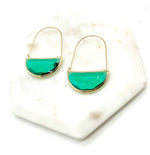 Emerald Green Gem Hoop Earrings