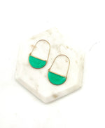 Emerald Green Gem Hoop Earrings
