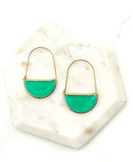 Emerald Green Gem Hoop Earrings