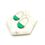 Emerald Green Gem Hoop Earrings