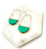 Emerald Green Gem Hoop Earrings