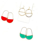 Red Gem Hoop Earrings