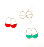 Red Gem Hoop Earrings