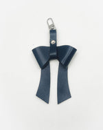 Navy Blue Leather Bow Purse Bag Charm