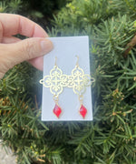 Red Gem Filigree Earrings