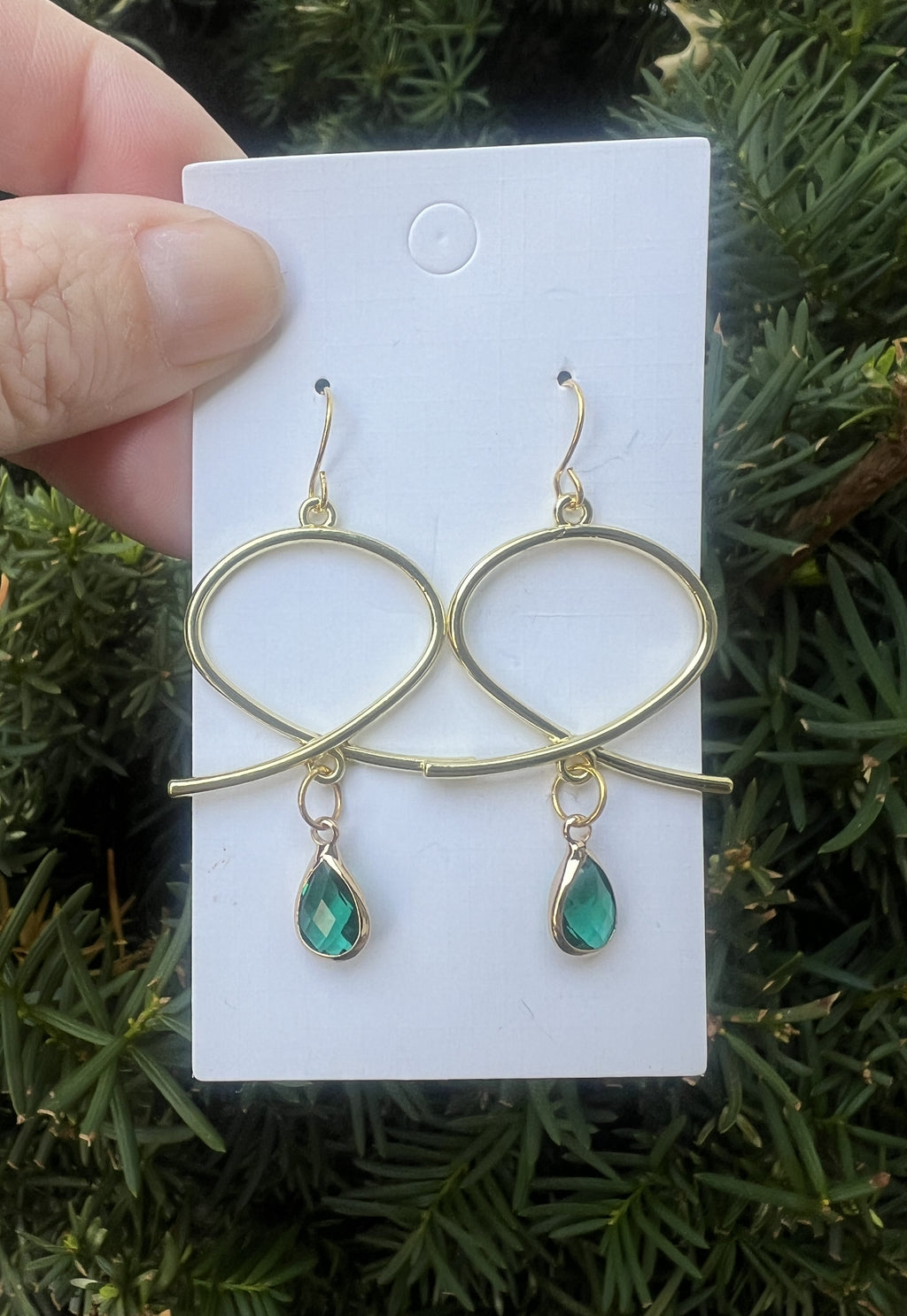 Green Gem Knot Earrings