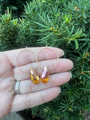 Amber Crystal Hoop Earrings