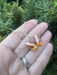 Amber Crystal Hoop Earrings