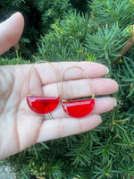 Red Gem Hoop Earrings