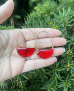 Red Gem Hoop Earrings
