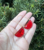 Red Gem Hoop Earrings