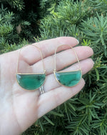 Emerald Green Gem Hoop Earrings