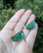 Emerald Green Gem Hoop Earrings