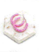 Pink Glitter Hoop Earrings