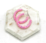 Pink Glitter Hoop Earrings