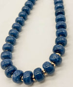 Navy Blue Beaded Necklace with Removable Pendant Option