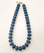 Navy Blue Beaded Necklace with Removable Pendant Option