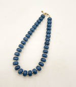 Navy Blue Beaded Necklace with Removable Pendant Option