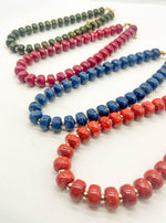 Navy Blue Beaded Necklace with Removable Pendant Option