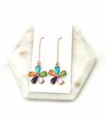 Multi-Color CZ Flower Drop Earrings