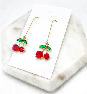 Cherry CZ Drop Earrings