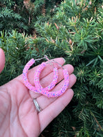 Pink Glitter Hoop Earrings