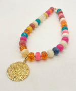 Multi-Color Beaded Necklace with Removable Pendant Option