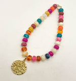 Multi-Color Beaded Necklace with Removable Pendant Option