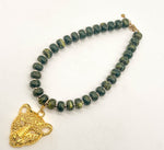Olive Green Beaded Necklace with Removable Pendant Option