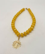 Mustard Yellow Beaded Necklace with Removable Pendant Option