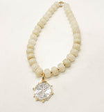 Ivory Beaded Necklace with Removable Pendant Option