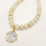 Ivory Beaded Necklace with Removable Pendant Option