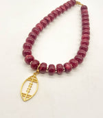 Burgundy Beaded Necklace with Removable Pendant Option