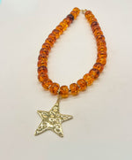 Amber Beaded Necklace with Removable Pendant Option