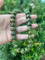 Olive Green Beaded Necklace with Removable Pendant Option